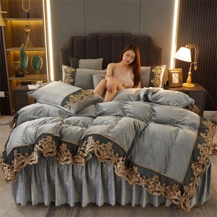 91家纺网 家纺一手货源 找家纺 （总）铠畅黛丝水晶绒床裙四件套宝宝婴儿牛奶绒量大从优