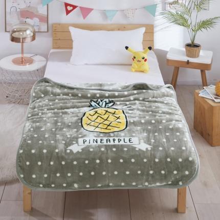 91家纺网 家纺一手货源 找家纺 凯轩毛毛毯毯子 儿童云毛毯毯子系列不二家 菠萝-灰