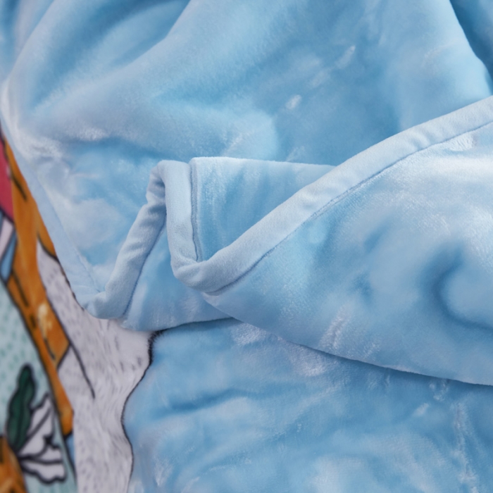 91家纺网 家纺一手货源 找家纺 凯轩毛毛毯毯子 儿童云毛毯毯子系列不二家 胡萝卜-蓝