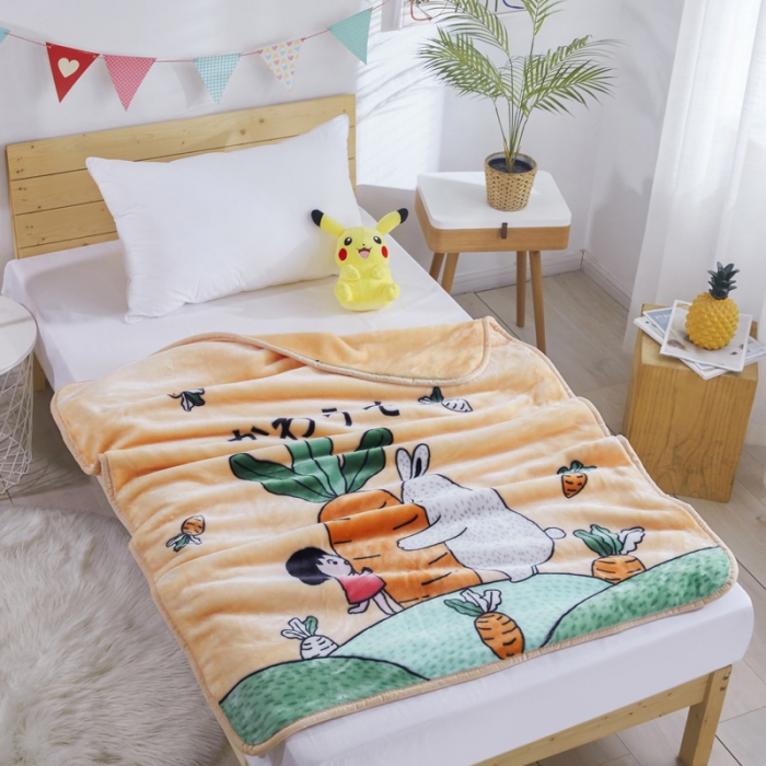 91家纺网 家纺一手货源 找家纺 凯轩毛毛毯毯子 儿童云毛毯毯子系列不二家 胡萝卜-米