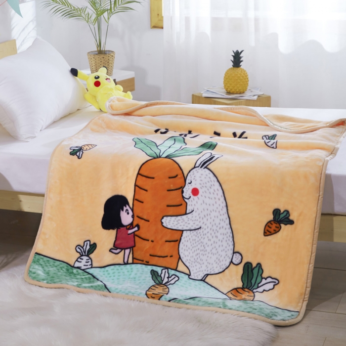 91家纺网 家纺一手货源 找家纺 凯轩毛毛毯毯子 儿童云毛毯毯子系列不二家 胡萝卜-米