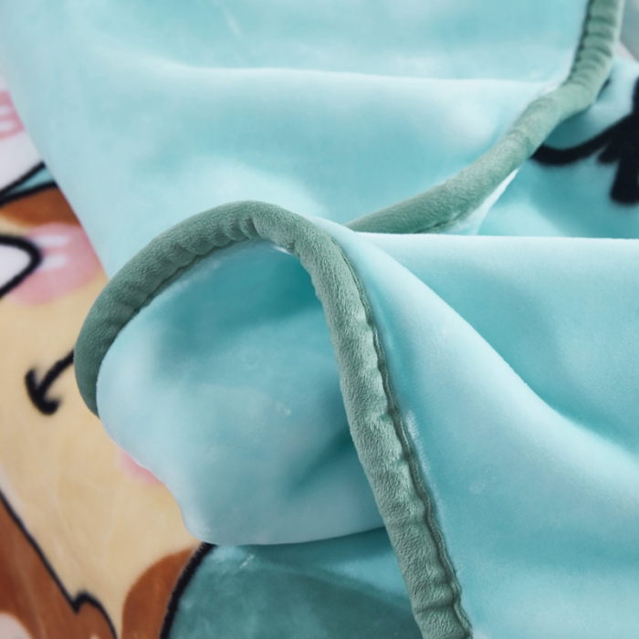 91家纺网 家纺一手货源 找家纺 凯轩毛毛毯毯子 儿童云毛毯毯子系列不二家 美丽园-冰绿