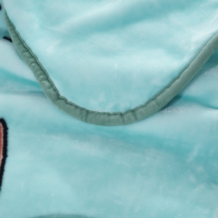 91家纺网 家纺一手货源 找家纺 凯轩毛毛毯毯子 儿童云毛毯毯子系列不二家 美丽园-冰绿