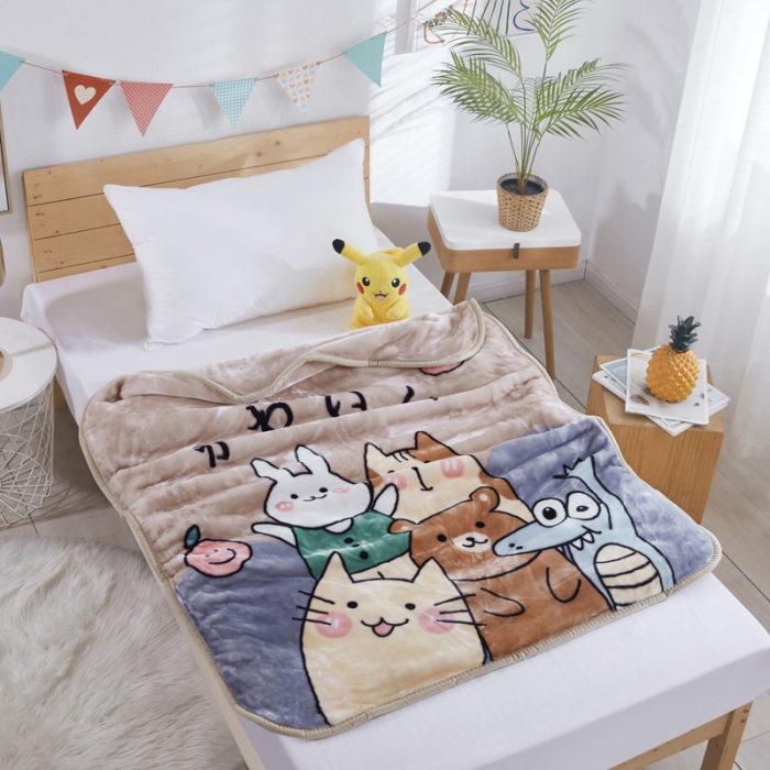 91家纺网 家纺一手货源 找家纺 凯轩毛毛毯毯子 儿童云毛毯毯子系列不二家 美丽园-灰