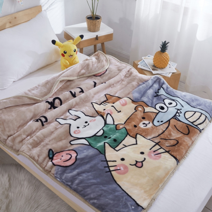 91家纺网 家纺一手货源 找家纺 凯轩毛毛毯毯子 儿童云毛毯毯子系列不二家 美丽园-灰