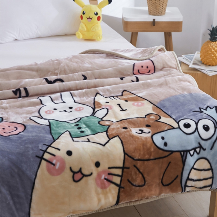 91家纺网 家纺一手货源 找家纺 凯轩毛毛毯毯子 儿童云毛毯毯子系列不二家 美丽园-灰