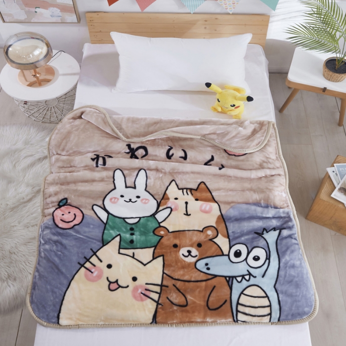 91家纺网 家纺一手货源 找家纺 凯轩毛毛毯毯子 儿童云毛毯毯子系列不二家 美丽园-灰