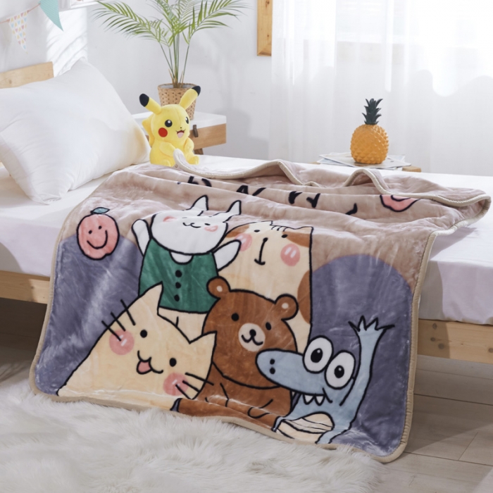 91家纺网 家纺一手货源 找家纺 凯轩毛毛毯毯子 儿童云毛毯毯子系列不二家 美丽园-灰