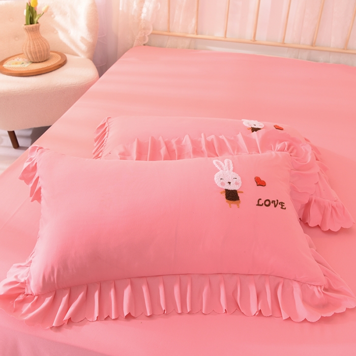 91家纺网 家纺一手货源 找家纺 梦之岛2021新款萌萌兔韩版磨毛蕾丝四件套萌萌兔玉