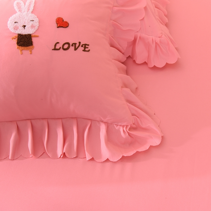 91家纺网 家纺一手货源 找家纺 梦之岛2021新款萌萌兔韩版磨毛蕾丝四件套萌萌兔玉