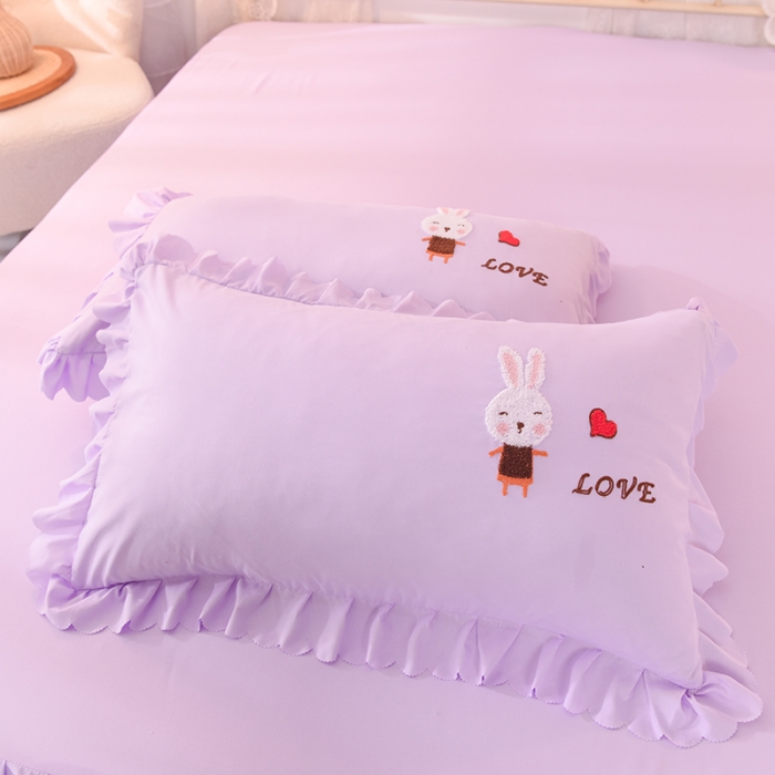 91家纺网 家纺一手货源 找家纺 梦之岛2021新款萌萌兔韩版磨毛蕾丝四件套萌萌兔紫