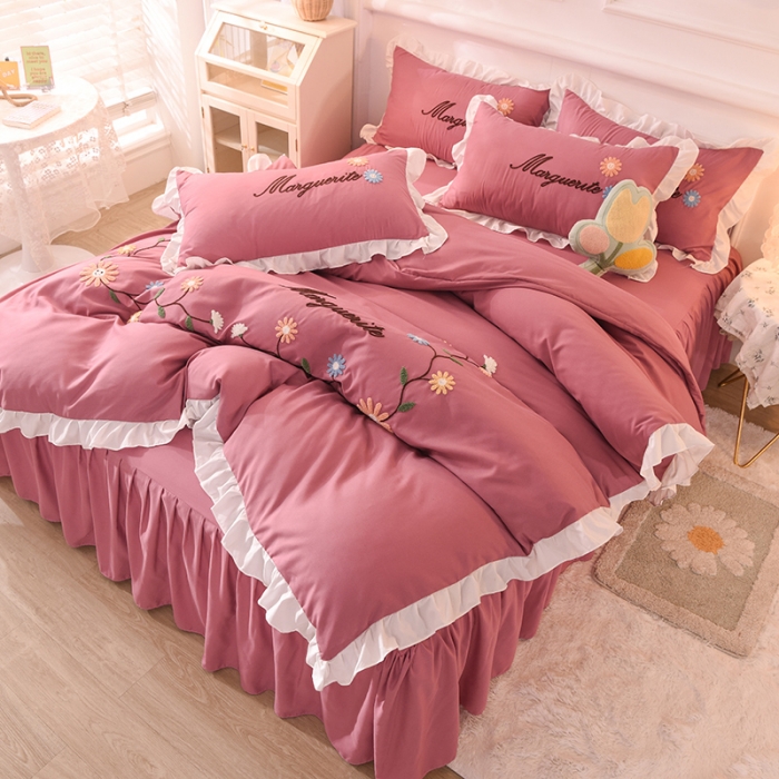 91家纺网 家纺一手货源 找家纺 梦之岛2021新款倾城韩版磨毛蕾丝四件套倾城-黛雅莎