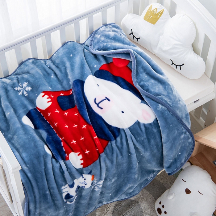 91家纺网 家纺一手货源 找家纺 凯轩毛毛毯毯子 儿童云毛毯毯子系列不二家 幸福宝贝（蓝灰）