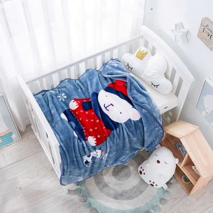 91家纺网 家纺一手货源 找家纺 凯轩毛毛毯毯子 儿童云毛毯毯子系列不二家 幸福宝贝（蓝灰）