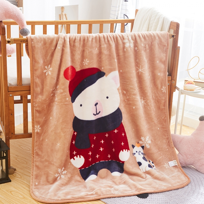 91家纺网 家纺一手货源 找家纺 凯轩毛毛毯毯子 儿童云毛毯毯子系列不二家 幸福宝贝（玉色）