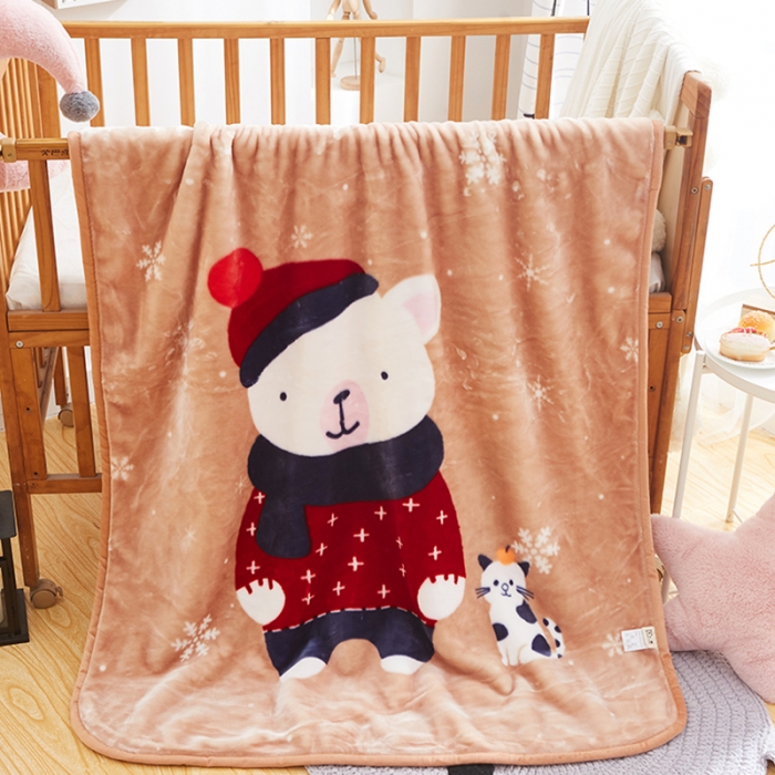 91家纺网 家纺一手货源 找家纺 凯轩毛毛毯毯子 儿童云毛毯毯子系列不二家 幸福宝贝（玉色）