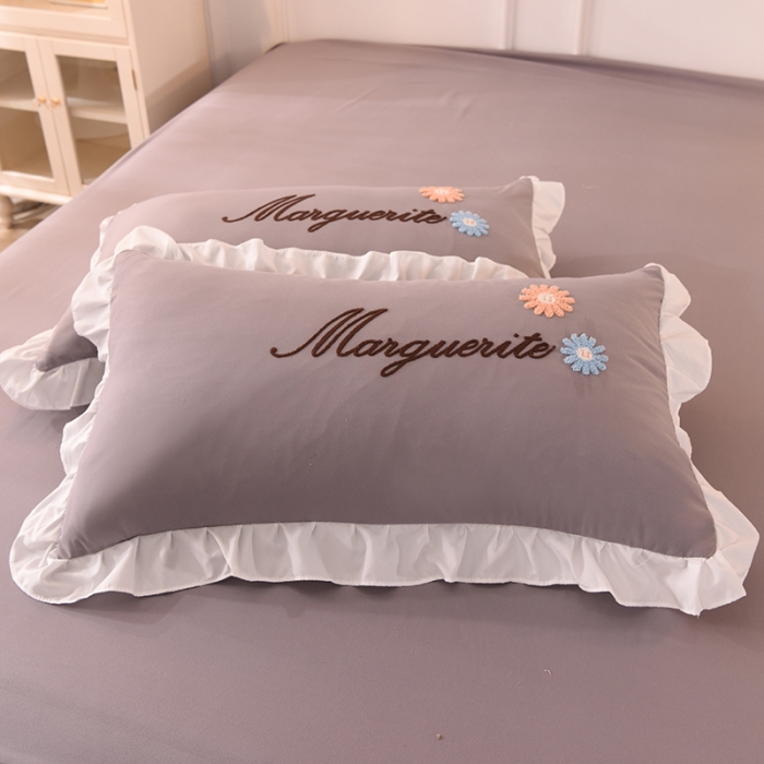 91家纺网 家纺一手货源 找家纺 梦之岛2021新款倾城韩版磨毛蕾丝四件套倾城-高雅灰