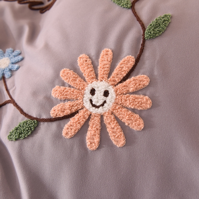 91家纺网 家纺一手货源 找家纺 梦之岛2021新款倾城韩版磨毛蕾丝四件套倾城-高雅灰