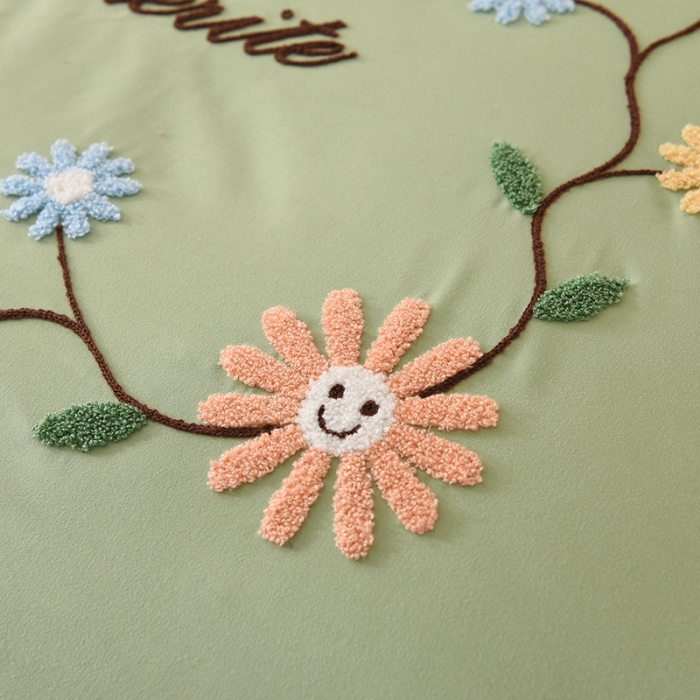 91家纺网 家纺一手货源 找家纺 梦之岛2021新款倾城韩版磨毛蕾丝四件套倾城-苹果绿