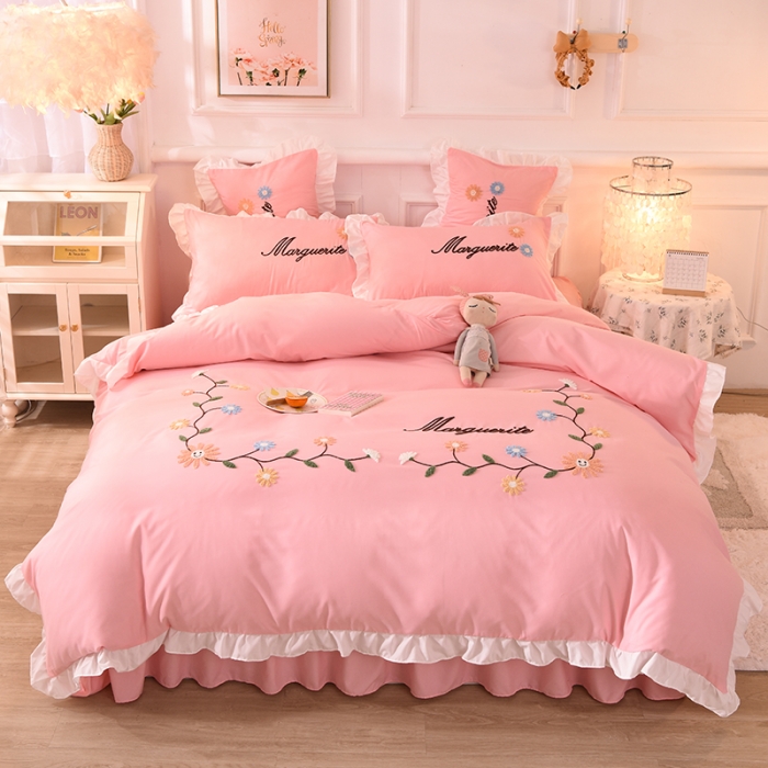 91家纺网 家纺一手货源 找家纺 梦之岛2021新款倾城韩版磨毛蕾丝四件套倾城-星辰玉