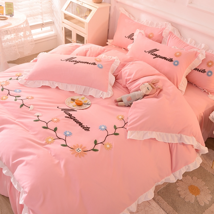 91家纺网 家纺一手货源 找家纺 梦之岛2021新款倾城韩版磨毛蕾丝四件套倾城-星辰玉