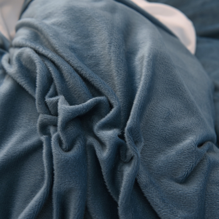 91家纺网 家纺一手货源 找家纺 梦之岛2021新款甜心公主泡泡纱配水晶绒四件套高贵蓝