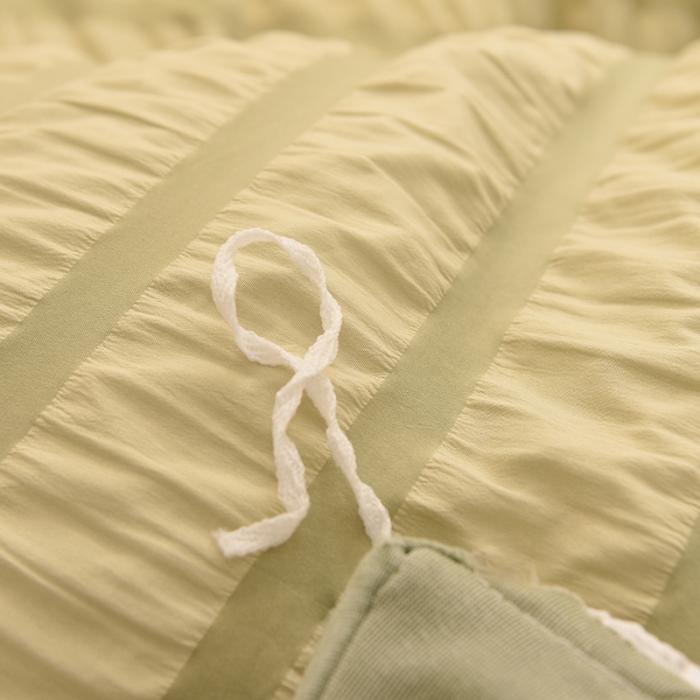 91家纺网 家纺一手货源 找家纺 梦之岛2021新款甜心公主泡泡纱配水晶绒四件套清新绿