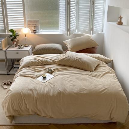 91家纺网 家纺一手货源 找家纺 例外Home 19色良品天鹅绒四件套 奶茶