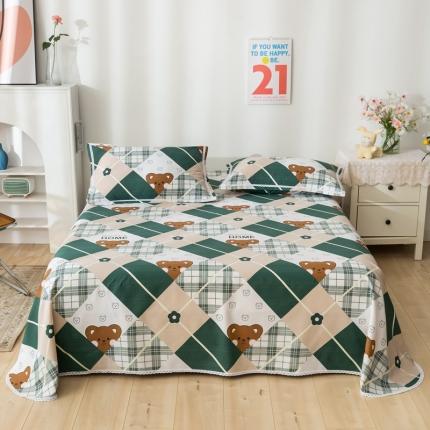 91家纺网 家纺一手货源 找家纺 萌宝三枚缎卡细沙纯棉老粗布床单凉席三件套网红爆款秋日波点绿