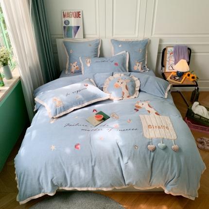 91家纺网 家纺一手货源 找家纺 （总）柚子YOUTH 2021新款牛奶绒工艺款四件套-实拍