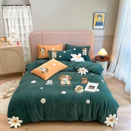 91家纺网 家纺一手货源 找家纺 （总）柚子YOUTH 2021新款牛奶绒工艺款四件套-实拍