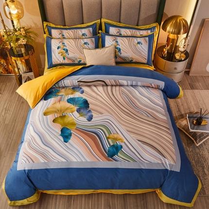 91家纺网 家纺一手货源 找家纺 涵美人家纺 数码印花加厚水晶法莱牛奶绒四件套浣溪沙幽兰