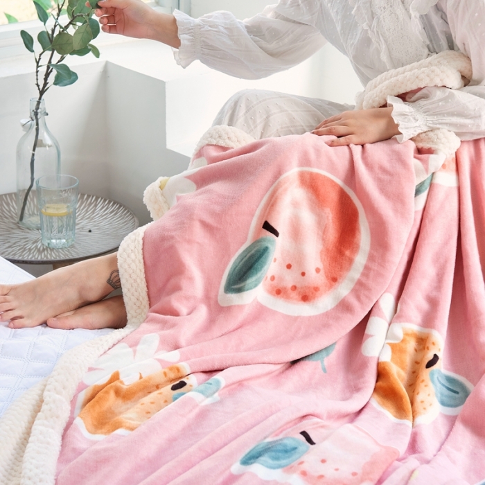 91家纺网 家纺一手货源 找家纺 仟网汇 2021新款双面牛奶绒毛毯 大桔大利-粉