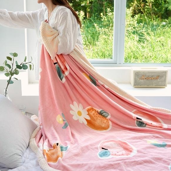 91家纺网 家纺一手货源 找家纺 仟网汇 2021新款双面牛奶绒毛毯 大桔大利-粉