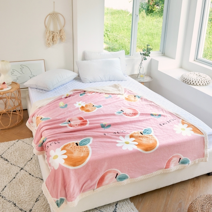 91家纺网 家纺一手货源 找家纺 仟网汇 2021新款双面牛奶绒毛毯 大桔大利-粉