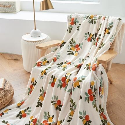 91家纺网 家纺一手货源 找家纺 仟网汇 2021新款双面牛奶绒毛毯 柠檬橘子