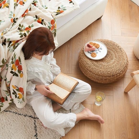 91家纺网 家纺一手货源 找家纺 仟网汇 2021新款双面牛奶绒毛毯 柠檬橘子