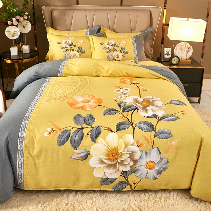 91家纺网 家纺一手货源 找家纺 雲归梦 2021新款全棉大版生态磨毛四件套第二批 格语枝香