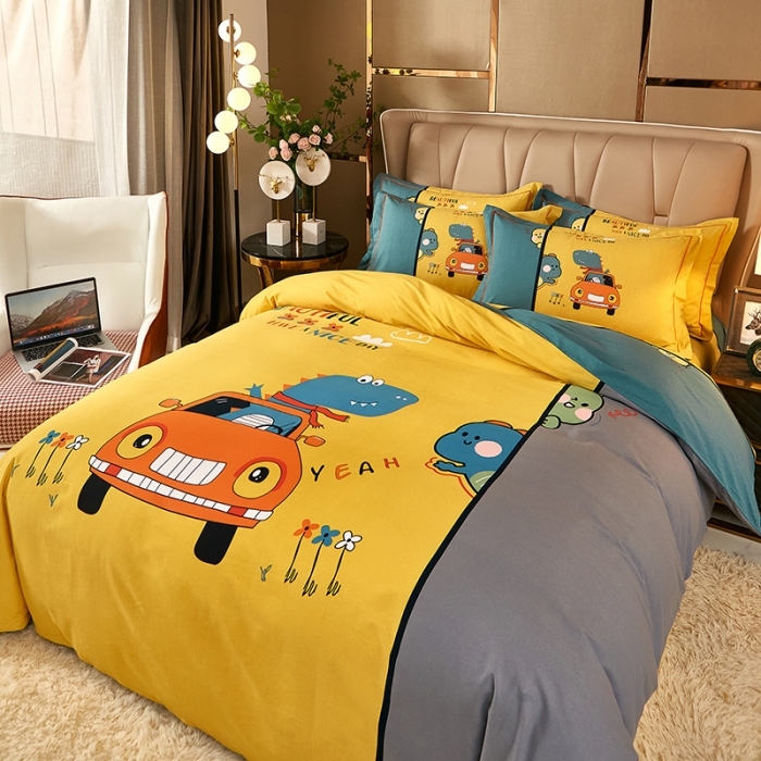 91家纺网 家纺一手货源 找家纺 雲归梦 2021新款全棉大版生态磨毛四件套第二批 欢乐伙伴