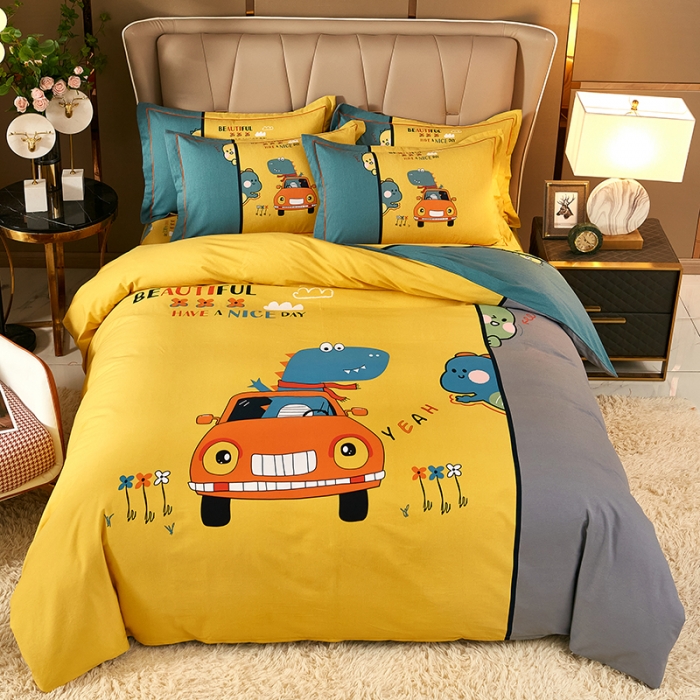 91家纺网 家纺一手货源 找家纺 雲归梦 2021新款全棉大版生态磨毛四件套第二批 欢乐伙伴