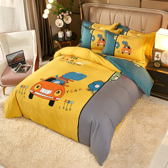 91家纺网 家纺一手货源 找家纺 雲归梦 2021新款全棉大版生态磨毛四件套第二批 欢乐伙伴