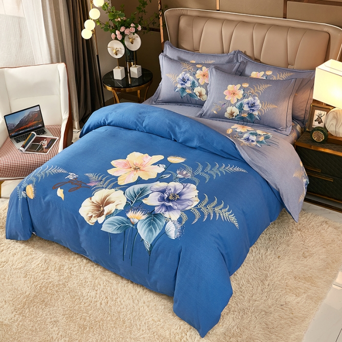 91家纺网 家纺一手货源 找家纺 雲归梦 2021新款全棉大版生态磨毛四件套第二批 清影