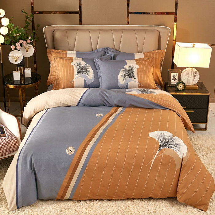 91家纺网 家纺一手货源 找家纺 雲归梦 2021新款全棉大版生态磨毛四件套第二批 杏语桔