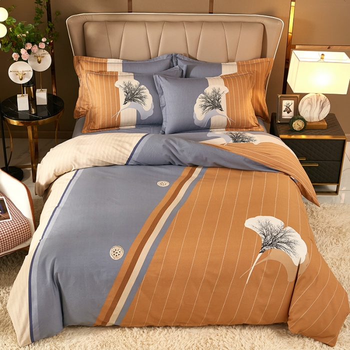 91家纺网 家纺一手货源 找家纺 雲归梦 2021新款全棉大版生态磨毛四件套第二批 杏语桔