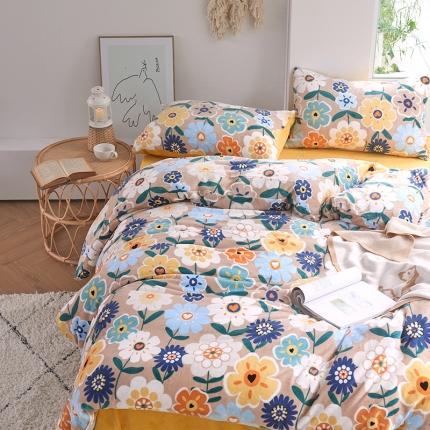 91家纺网 家纺一手货源 找家纺 仟网汇 2021新款牛奶绒四件套第二套图 繁花