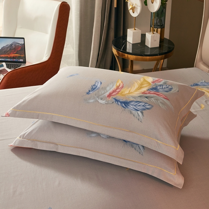 91家纺网 家纺一手货源 找家纺 雲归梦 2021新款全棉大版生态磨毛四件套第二批 炫羽桔