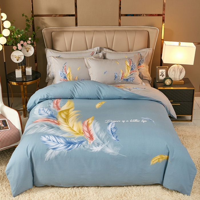 91家纺网 家纺一手货源 找家纺 雲归梦 2021新款全棉大版生态磨毛四件套第二批 炫羽绿