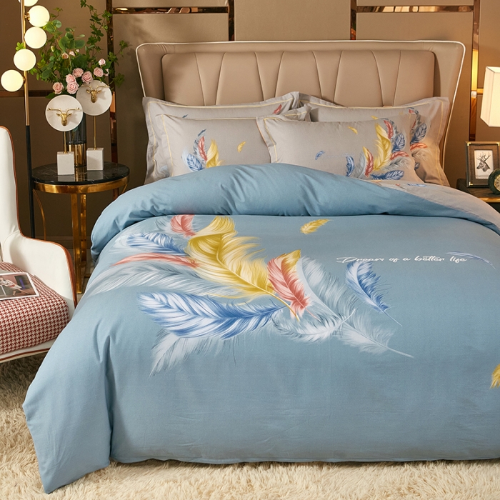 91家纺网 家纺一手货源 找家纺 雲归梦 2021新款全棉大版生态磨毛四件套第二批 炫羽绿