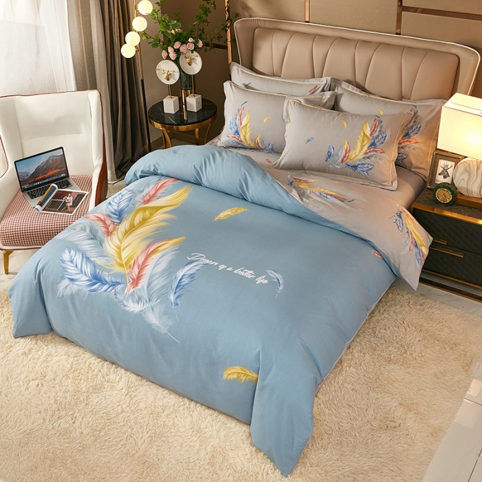 91家纺网 家纺一手货源 找家纺 雲归梦 2021新款全棉大版生态磨毛四件套第二批 炫羽绿