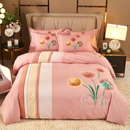 91家纺网 家纺一手货源 找家纺 雲归梦 2021新款全棉大版生态磨毛四件套第二批 一米阳光粉